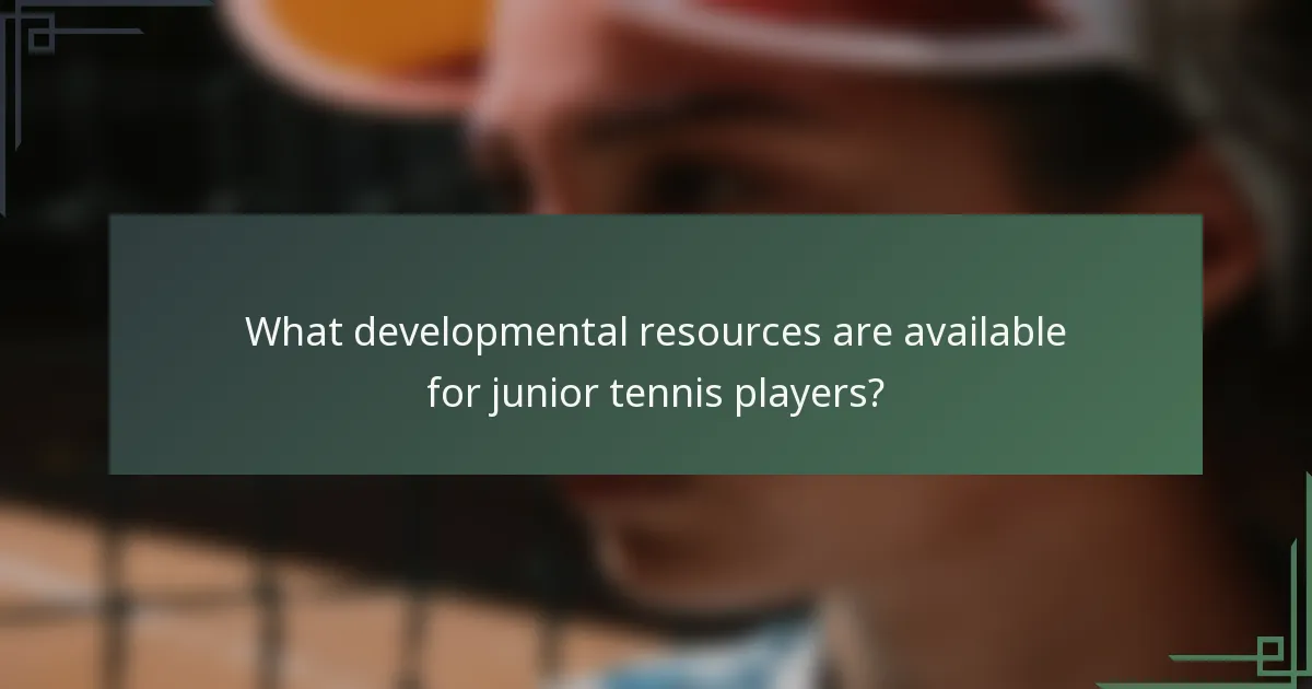 What developmental resources are available for junior tennis players?